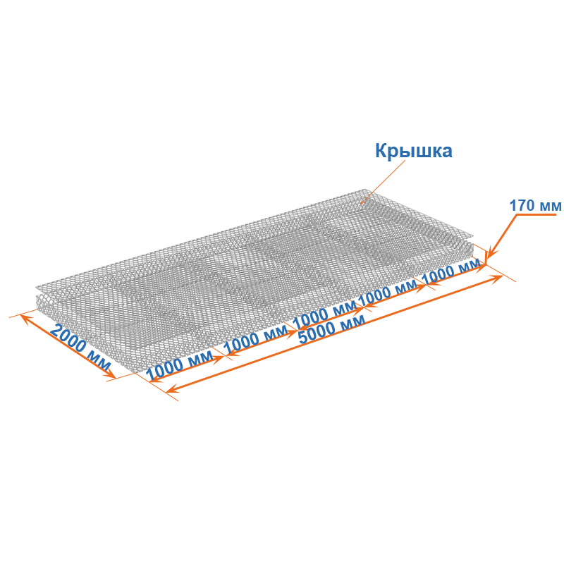 Габион матрац ГСИ-М 5х2х0,17 оцинкованный, Ø проволоки 2,7 мм, размер ячейки 6х8 см фото