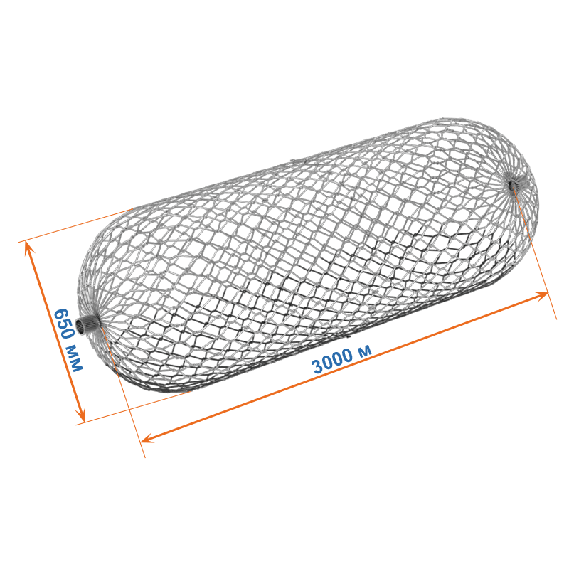 Габион цилиндрический 3х0,65х0,99 оцинкованный, Ø проволоки 2,7мм, размер ячейки 8х10 см фото