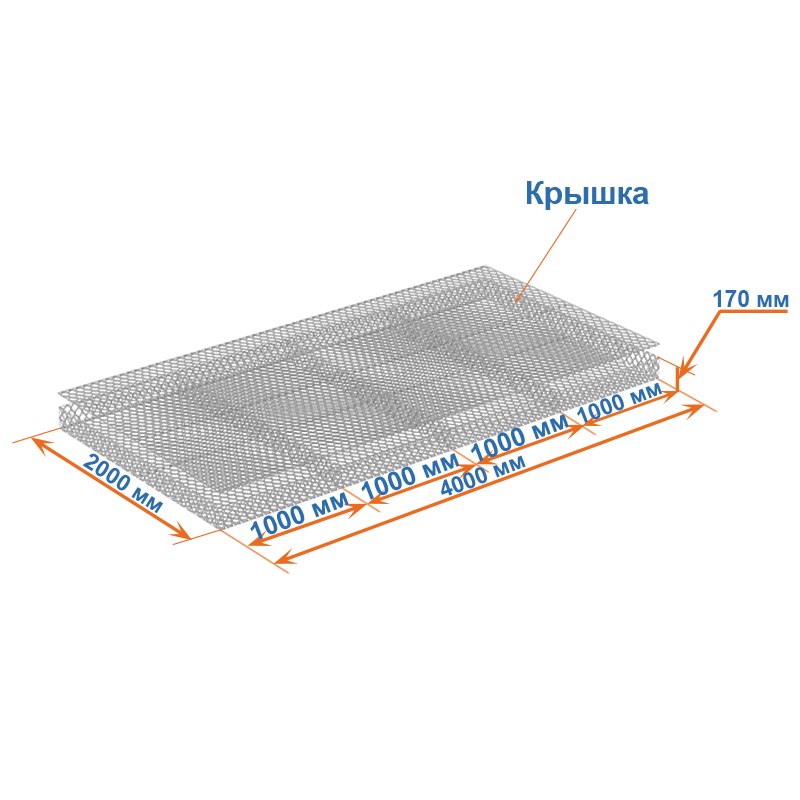 Габион матрац ГСИ-М 4х2х0,17 оцинкованный, Ø проволоки 2,7 мм, размер ячейки 6х8 см фото
